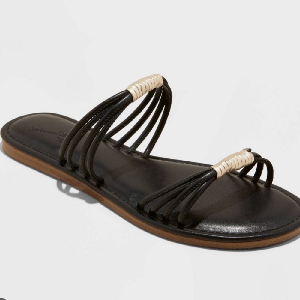 Universal Thread Black Aura Two Band Slide Sandals
